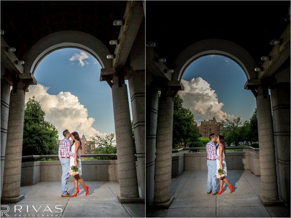 Kansas City Wedding Photographers | romantic summer engagement session | downtown KC Engagement Pictures 