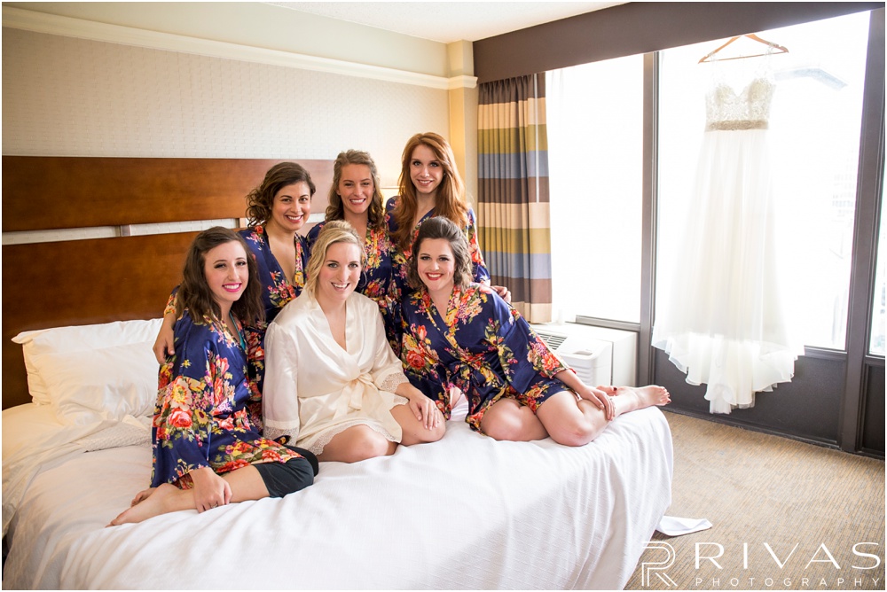 Rustic Outdoor Fall Wedding | An image of a bride and her bridesmaids before getting dressed on her wedding day. 