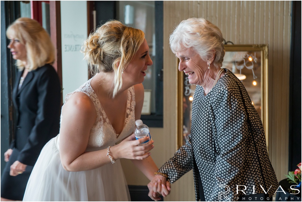 Rustic Outdoor Fall Wedding | A candid image of a bride with her great grandmother moments before her wedding ceremony. 