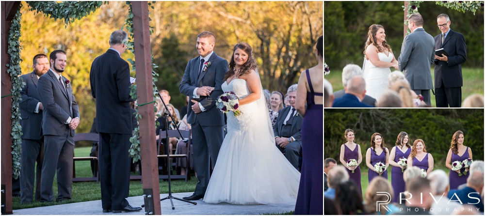 elegant fall wedding buffalo lodge | Three candid photos from a sunset wedding ceremony at The Buffalo Lodge