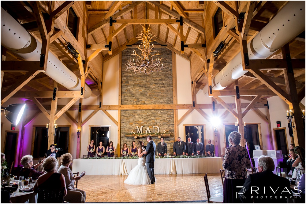 A picture of a bride and groom during their first dance at The Buffalo Lodge. 