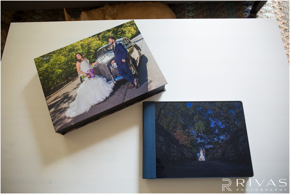 Arelys & DJ's Custom Wedding Album | A photo of a Graphistudio Original Wedding Book with crystal Glance Cover and matching Custom Image Box. 