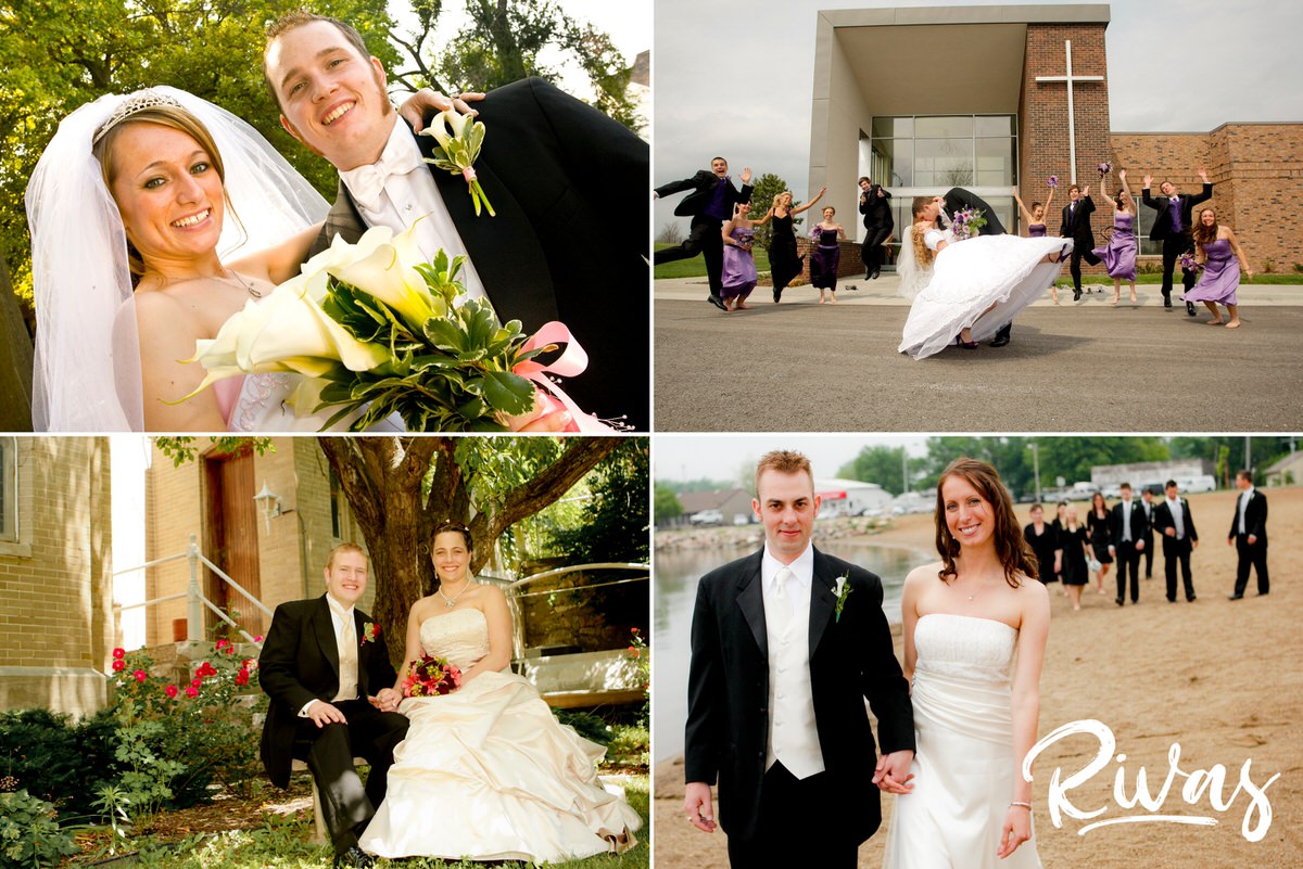 10 Years | A collage of four wedding photos taken by Rivas Photography in the year 2008 as part of a ten year celebration blog post.