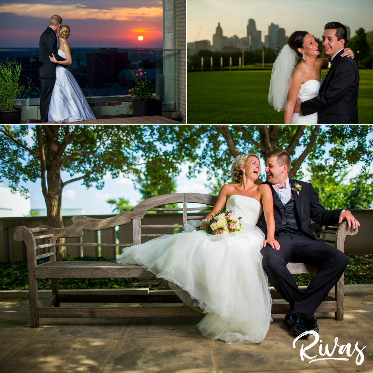 10 Years | A group of three wedding photos from three different couples during their portrait session on their wedding day in Kansas City.