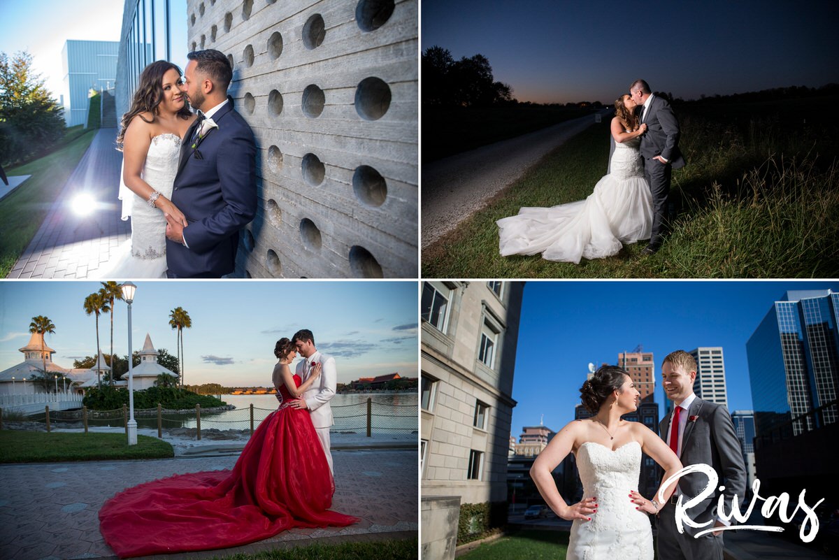 10 Years | A grouping of four wedding pictures from four different couples all on their wedding day, all sharing an embrace. 