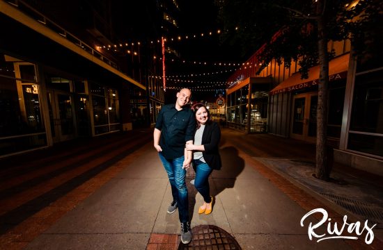 Friday Introductions | Kansas City Wedding Photographers | A portrait of Rivas owners Kyle Rivas and Melissa Rich in Kansas City's Power and Light District.