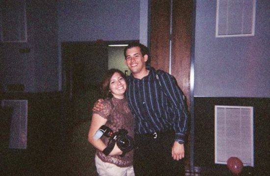 10 Year Celebration! | A grainy photograph of a printed photography of the owners of Rivas at the very first wedding they photographed together.