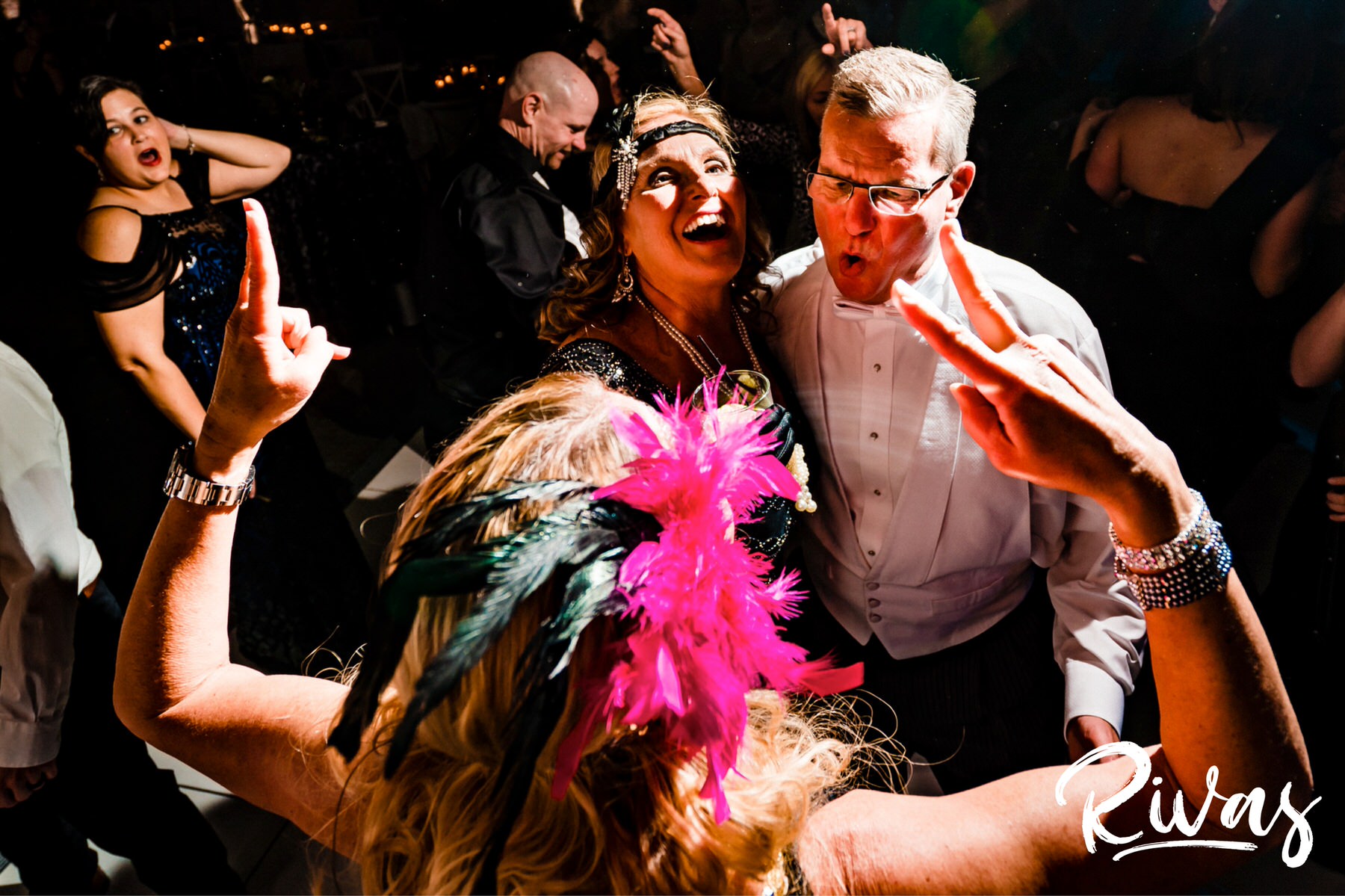 2019 PWG Masquerade Ball | A grouping of 5 images of PWG Masquerade Ball Attendees dancing and celebrating to the sounds of KC Flo at The Abbott in downtown Kansas City.