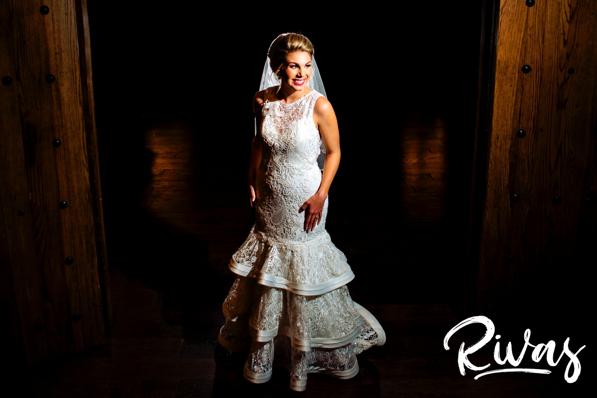 A portrait of a bride in her wedding gown on the morning of her winter wedding at The Stanley. 