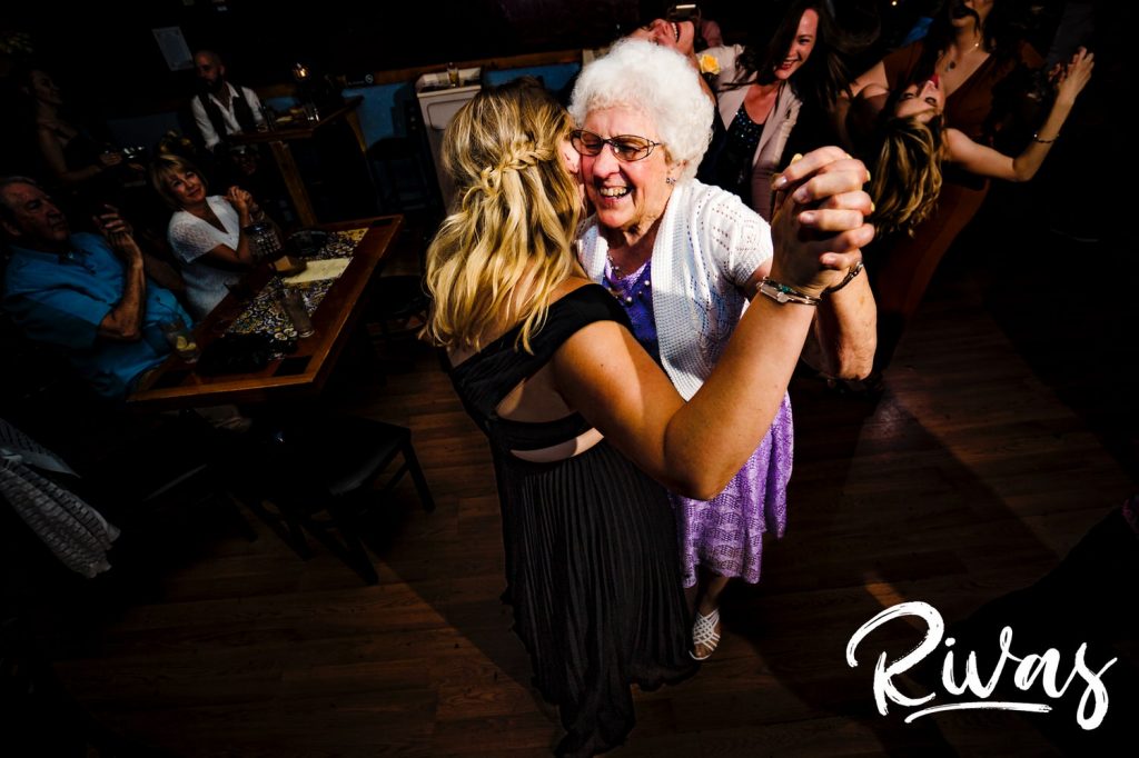 A sweet picture of a granddaughter dancing with her grandmother during a wedding reception in Omaha. 